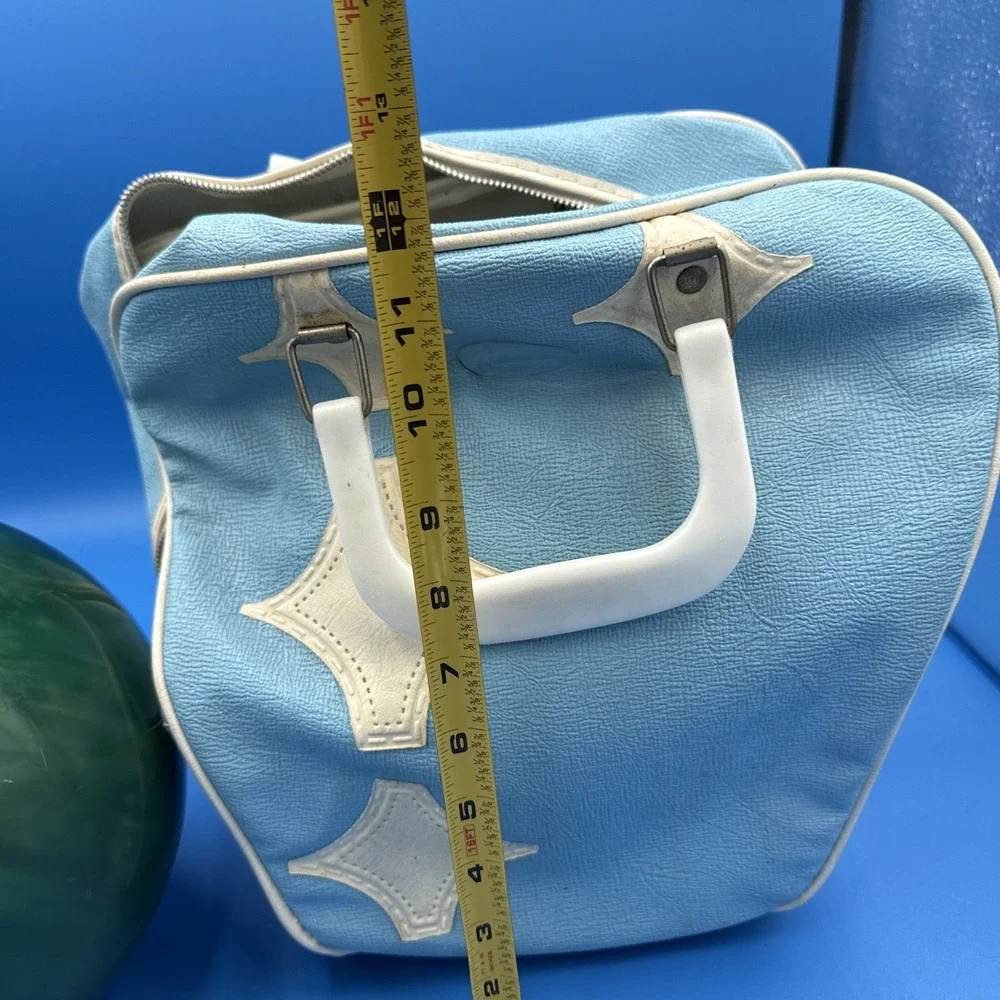 Vintage Retro Baby Blue Bowling Ball Bag and Ebonite Galaxie 300 10 Lbs